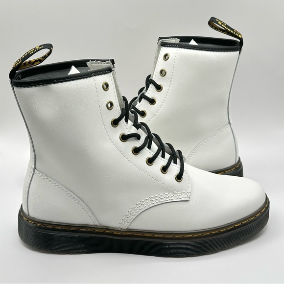 Unisex Dr. Martens Zavala White Leather Combat Boot Women’s Size 11=Men 10 New - Picture 8 of 10
